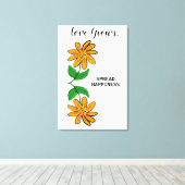 Sinaasappel Gele Bloemen Liefde Groeit Canvas Afdruk (Insitu (Houten vloer))