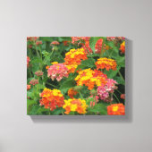 Sinaasappel & gele bloemen uitgerekt canvas print (Voorkant)