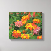 Sinaasappel & gele bloemen uitgerekt canvas print (Voorkant)