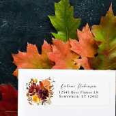 Sinaasappel & Gele Herfst Bloemen 2 Wit Retouradre Etiket