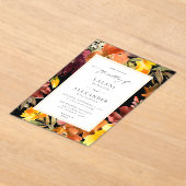 Sinaasappel & Gele Herfst Bloemen Bruiloft -3 Zwar Acryl Uitnodigingen (Laagn)