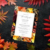 Sinaasappel & Gele Herfst Bloemen Bruiloft -3 Zwar Kaart