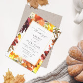 Sinaasappel & Gele Herfst Bloemenbruiloft -3 Wit Kaart