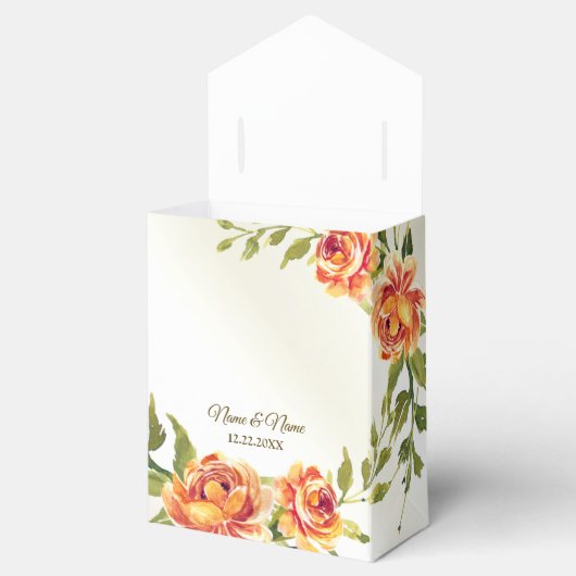 Sinaasappel Gele Rode Floral Greenery Bedankdoosjes (Geopend)