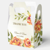 Sinaasappel Gele Rode Floral Greenery Bedankdoosjes (Geopend)