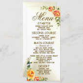 Sinaasappel Gele Rode Floral Greenery Menu (Voorkant / Achterkant)
