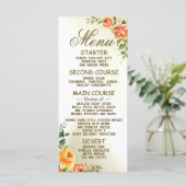 Sinaasappel Gele Rode Floral Greenery Menu (Staand voorkant)