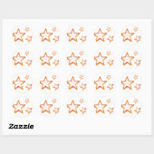Sinaasappel & gele sterren Stickers (Vel)