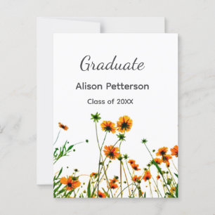 Sinaasappel gele wilde bloemen moderne graduatie r briefkaart