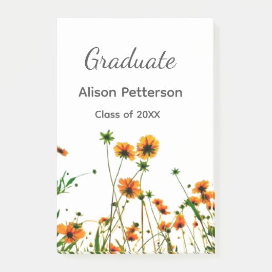 Sinaasappel gele wilde bloemen moderne graduatie r post-it® notes (Voorkant)