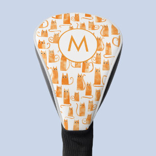 Sinaasappel Gember Kat Aquarel Monogram Golfheadcover