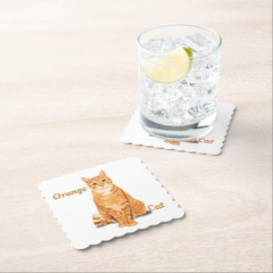 Sinaasappel Gember Tabby Kat Gepersonaliseerd Kartonnen Onderzetters