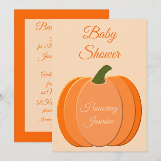 Sinaasappel Genderneutraal pompoen Baby shower Kaart (Voorkant / Achterkant)
