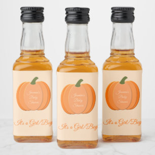 Sinaasappel Genderneutraal pompoen Baby shower Likeurfles Etiket