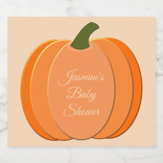 Sinaasappel Genderneutraal pompoen Baby shower Sparkling Wijnetiket (Enkel label)