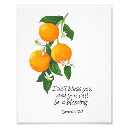 Sinaasappel Genesis 12:2 Foto Afdruk