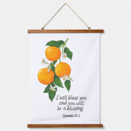 Sinaasappel Genesis 12:2 Hangend Wandkleed