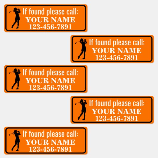 Sinaasappel Gepersonaliseerde Golfclub Labels (Groep)