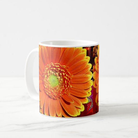 Sinaasappel Gerbera Daisy Coffee Mok (Voorkant links)