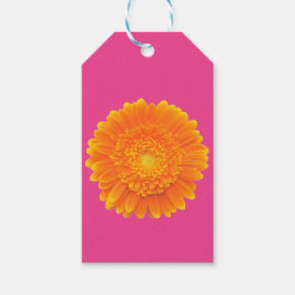 sinaasappel Gerbera Daisy Flower Gift label Cadeaulabel