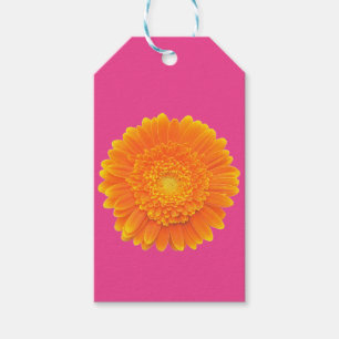 sinaasappel gerbera daisy flower label cadeaulabel