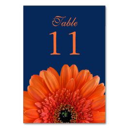 Sinaasappel Gerbera Daisy Navy Blauw Bruiloft Kaart