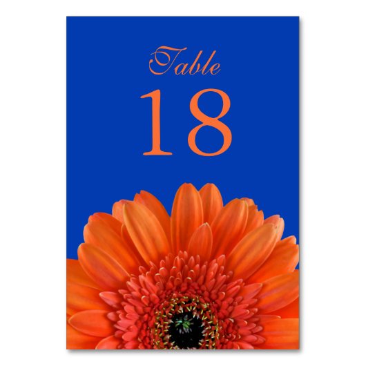 Sinaasappel Gerbera Daisy Royal Blue Bruiloft Kaart (Achterkant)