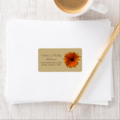 Sinaasappel Gerbera Daisy Tan Bruiloft Adresetiket Etiket (Insitu)