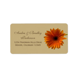 Sinaasappel Gerbera Daisy Tan Bruiloft Adresetiket Etiket