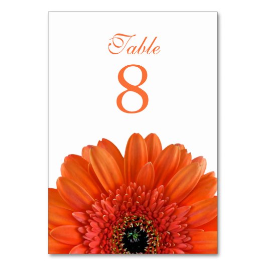 Sinaasappel Gerbera Daisy Wit Bruiloft Kaart (Voorkant)