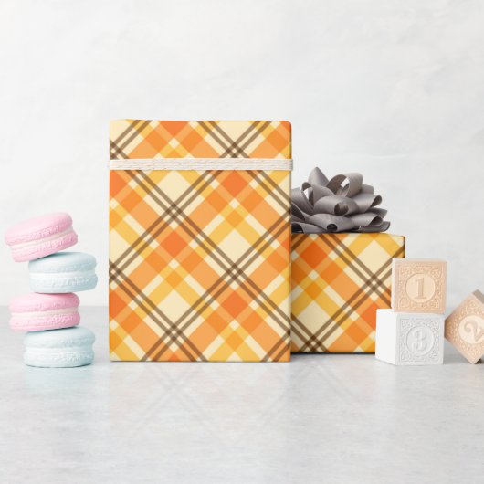 Sinaasappel geruit inpakpapier (Baby Shower)