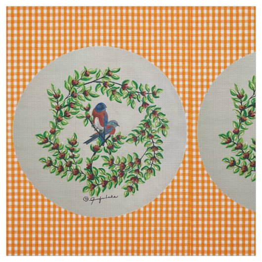 Sinaasappel geruite Westerne Bluebird Fabric Stof (Swatch)