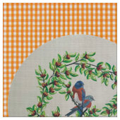 Sinaasappel geruite Westerne Bluebird Fabric Stof (Close Up)