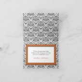 Sinaasappel gestikte Damask Bedankt Opmerking Kaar (Binnen)