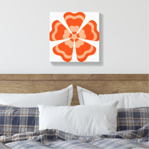 Sinaasappel gestileerde retro bloem canvas afdruk