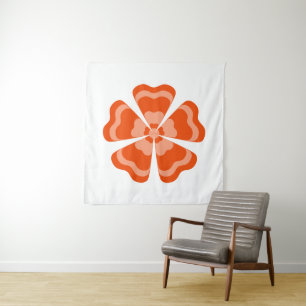 Sinaasappel gestileerde retro bloem wandkleed