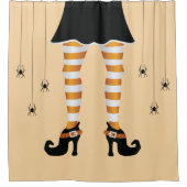 Sinaasappel gestreepte heksenpoten en spinnen Hall Douchegordijn (Voorkant)