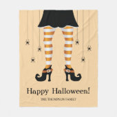 Sinaasappel gestreepte heksenpoten en spinnen Hall Fleece Deken (Voorkant)