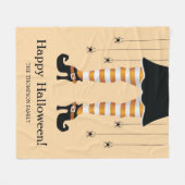 Sinaasappel gestreepte heksenpoten en spinnen Hall Fleece Deken (Voorkant (Horizontaal))