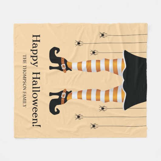 Sinaasappel gestreepte heksenpoten en spinnen Hall Fleece Deken (Voorkant (Horizontaal))