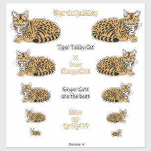 Sinaasappel Gestreepte Tabby Cats LG Sticker Set