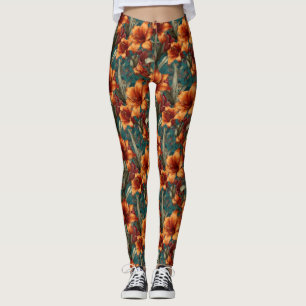Sinaasappel Gewichtheffen Amaryllis Bruiloftsthema Leggings