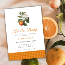  Sinaasappel Gingham Citrus Floral Baby shower