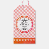 Sinaasappel Gingham Gift Label Cadeaulabel (Voorkant)