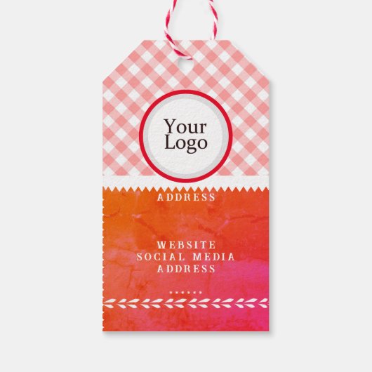 Sinaasappel Gingham Gift Label Cadeaulabel (Achterkant)