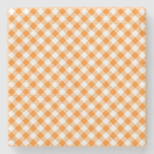 Sinaasappel Gingham Gingham Checked Square Onderze Stenen Onderzetter