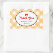 Sinaasappel gingham land picknick red cherry bruil rechthoekige sticker (Tas)