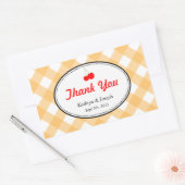 Sinaasappel gingham land picknick red cherry bruil rechthoekige sticker (Envelop)