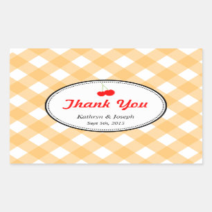 Sinaasappel gingham land picknick red cherry bruil rechthoekige sticker