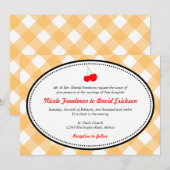 Sinaasappel gingham land rustige rode kerry bruilo kaart (Voorkant / Achterkant)